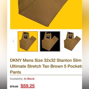 DKNY Stanton slim fit Tan khaki Jeans